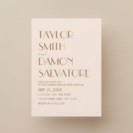 Invitación Boho Beige Brown Earth Tones Negrita Boda Retro