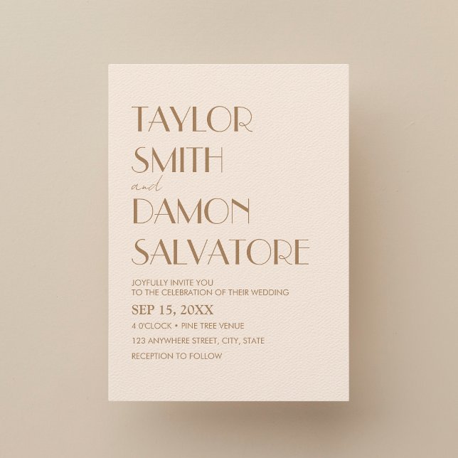 Invitación Boho Beige Brown Earth Tones Negrita Boda Retro (Subido por el creador)