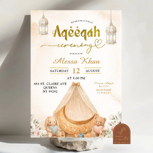 Invitación Boho Beige Floral Aqeeqah