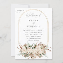Invitación Boho Beige Floral Boda 3