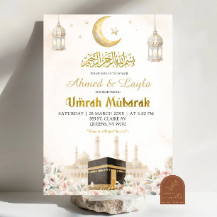 Invitación Boho Beige Floral Umrah Mubarak
