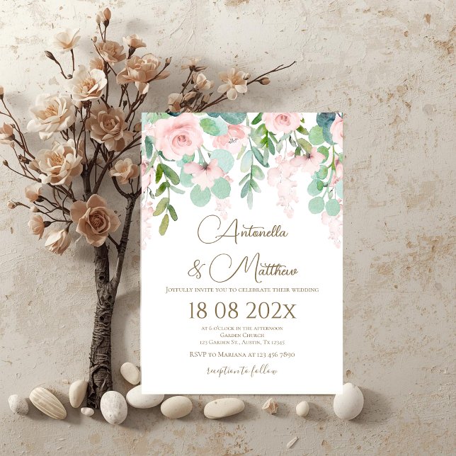 Invitación Boho beige floral wedding (Subido por el creador)