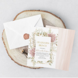 Invitación Boho Beige Flores doradas acuarela br
