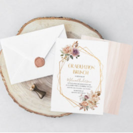 Invitación Boho Beige Flores doradas acuarela br