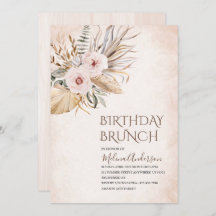 Boho Beige Flowesr brunch de cumpleaños acuarela