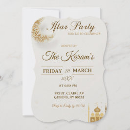 Invitación Boho Beige Minimalist Mosque Ramadan Iftar Party 