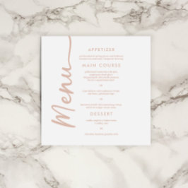 Invitación Boho Beige + Terracota marrón Menú Boda de moda