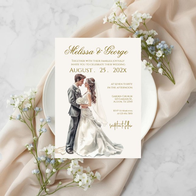 Invitación Boho beige with bride Wedding (Subido por el creador)