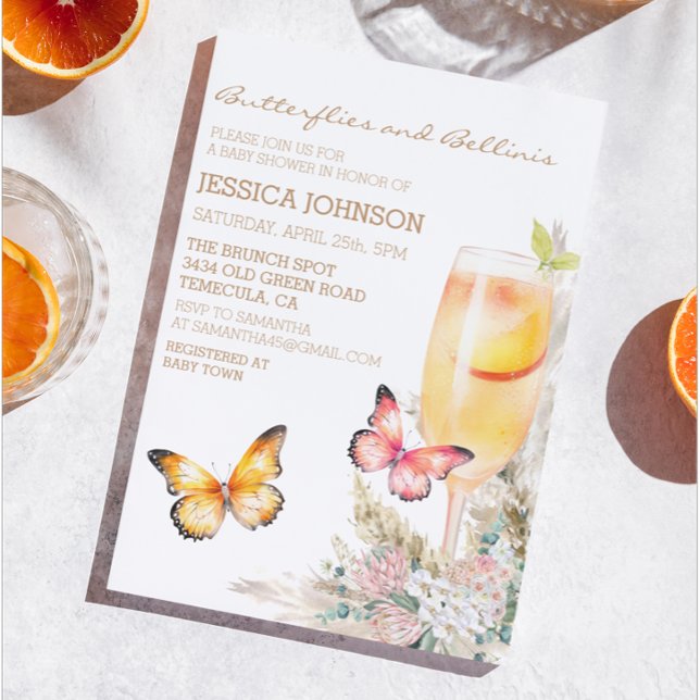 Invitación Boho Bellini & Butterflies Baby Shower Pink (Subido por el creador)