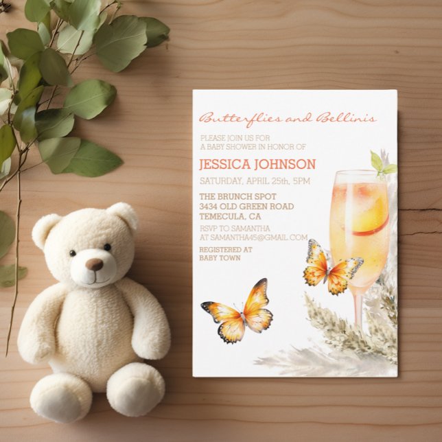 Invitación Boho Bellini y Butterflies Baby Shower (Subido por el creador)