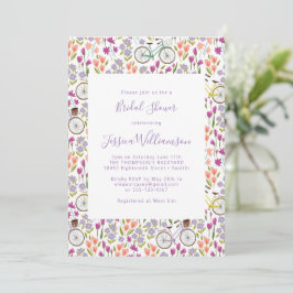 Invitación Boho Bicycle Floral Script Moda Bridal Shower