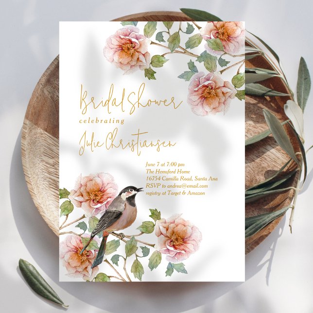 Invitación Boho Bird in Florals Bridal Shower (Subido por el creador)