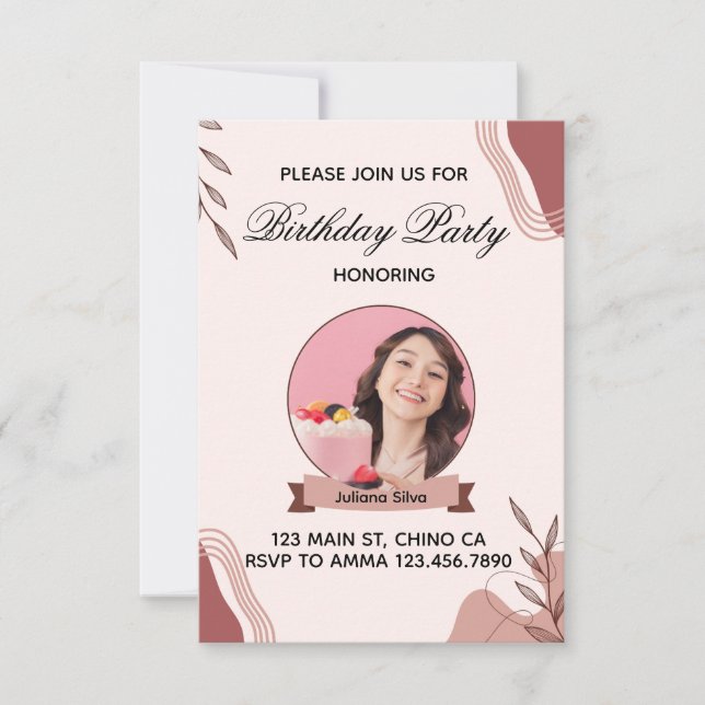 Invitación Boho Birthday Invite (Anverso)