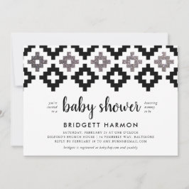 Invitación Boho blanco y negro Aztec Baby Shower