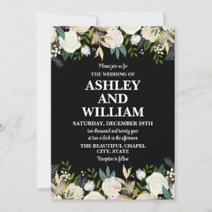 Invitación Boho blanco y negro Boda de la Moda bohemia verde