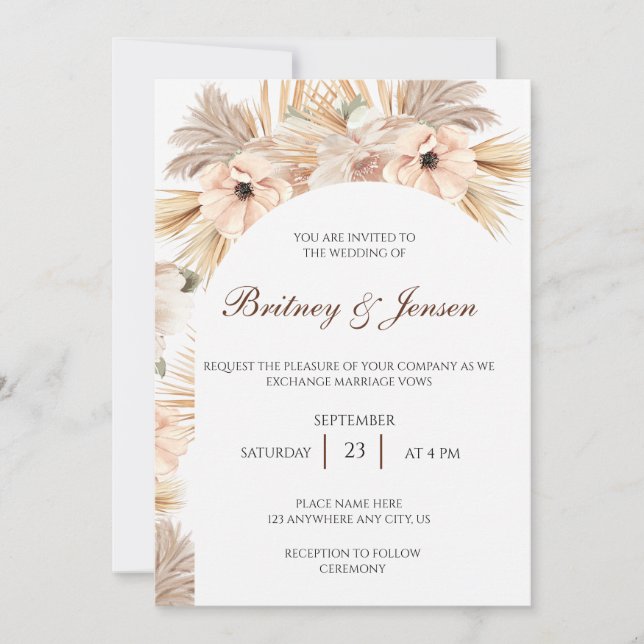 Invitación "Boho Bliss – Earthy Elegance Wedding Invitation (Anverso)