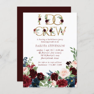 Invitación Boho Bloom   Elegante Borgoña Marsala I Do Crew
