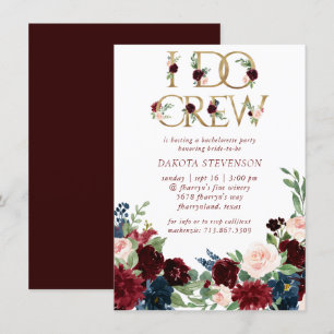 Invitación Boho Bloom Elegante Burgundy Marsala Te Amo Trip
