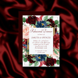 Invitación Boho Bloom   Elegante cena de ensayo en la Plaza R