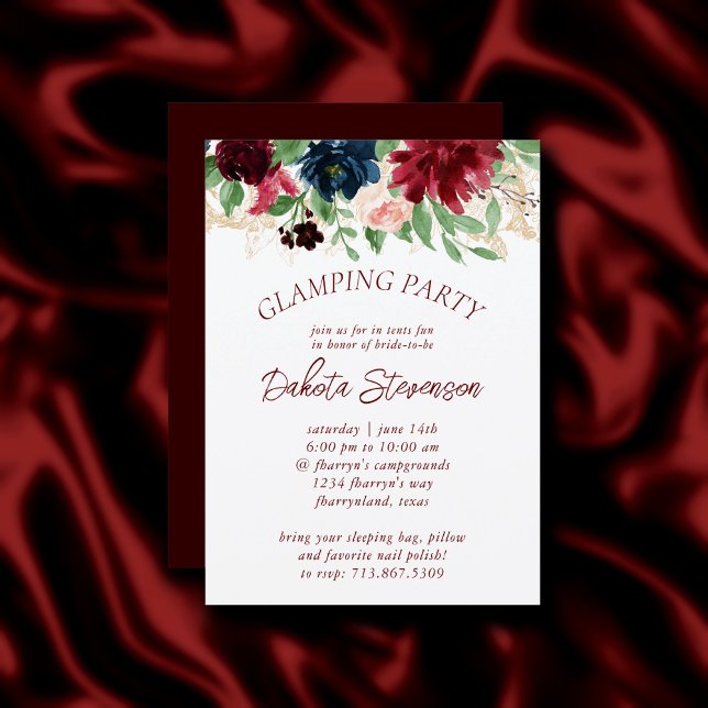 Invitación Boho Bloom | Elegante Marsala Glamour Floral Roja (Subido por el creador)