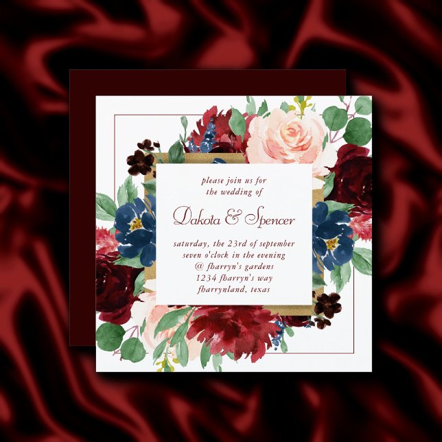 Invitación Boho Bloom | Marco elegante de la Plaza Roja Borgo (Subido por el creador)