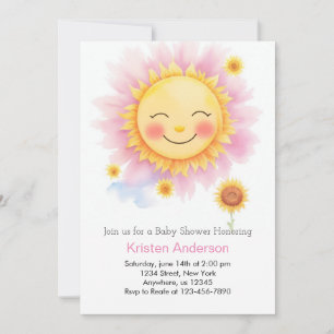Invitación Boho Blooms and Beams Sunshine Chica Baby Shower