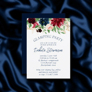 Invitación Boho Blooms   Armada rústica y glamour borgoñona