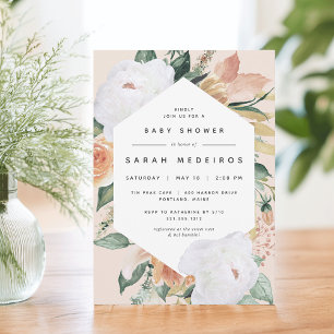 Invitación Boho Blooms   Baby Shower floral moderno