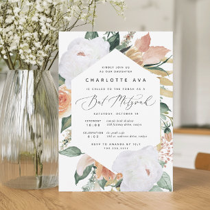 Invitación Boho Blooms   Barco floral moderno Mitzvah