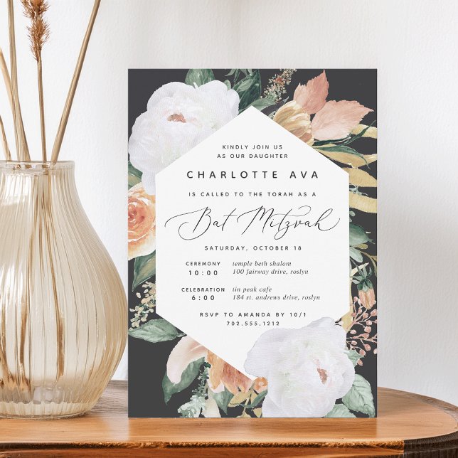 Invitación Boho Blooms | Barco floral moderno Mitzvah (Subido por el creador)