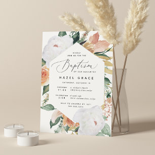 Invitación Boho Blooms   Bautismo floral moderno