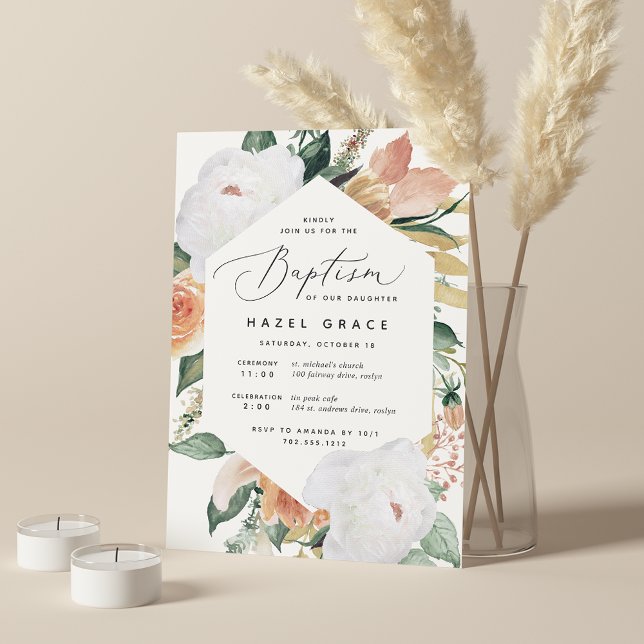Invitación Boho Blooms | Bautismo floral moderno (Subido por el creador)