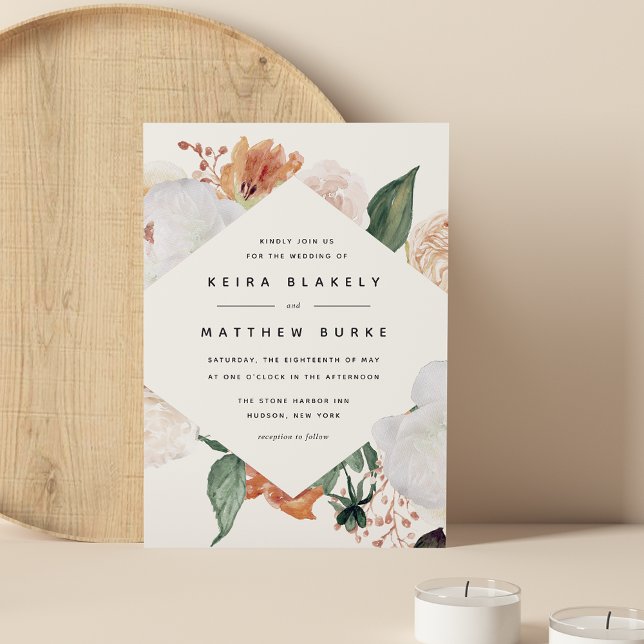 Invitación Boho Blooms | Boda floral geométrico moderno (Subido por el creador)