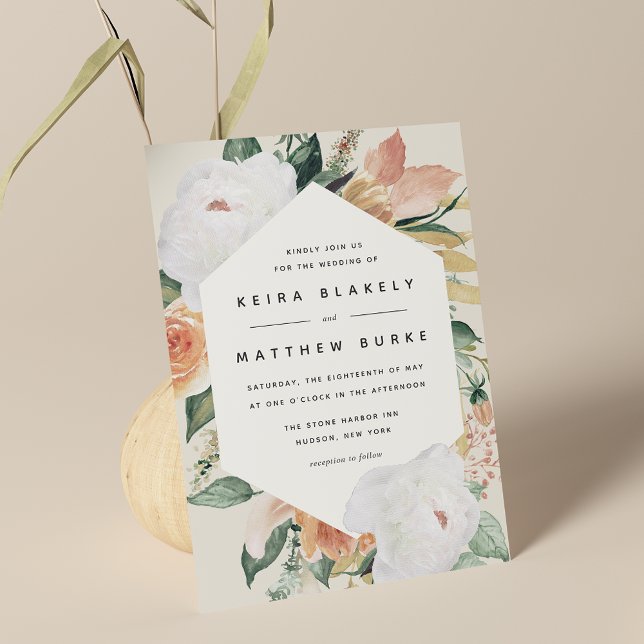 Invitación Boho Blooms | Boda floral geométrico moderno (Subido por el creador)