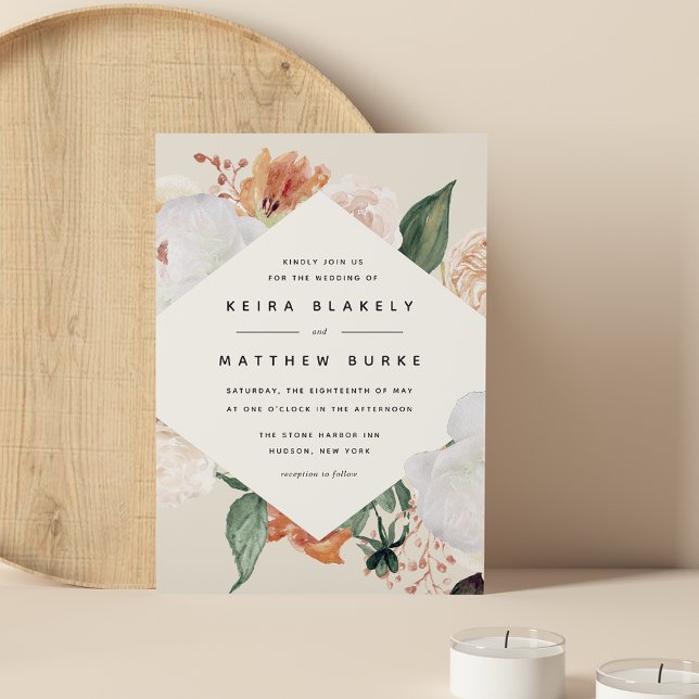 Invitación Boho Blooms | Boda floral geométrico moderno (Subido por el creador)