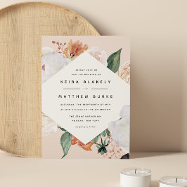 Invitación Boho Blooms | Boda floral geométrico moderno