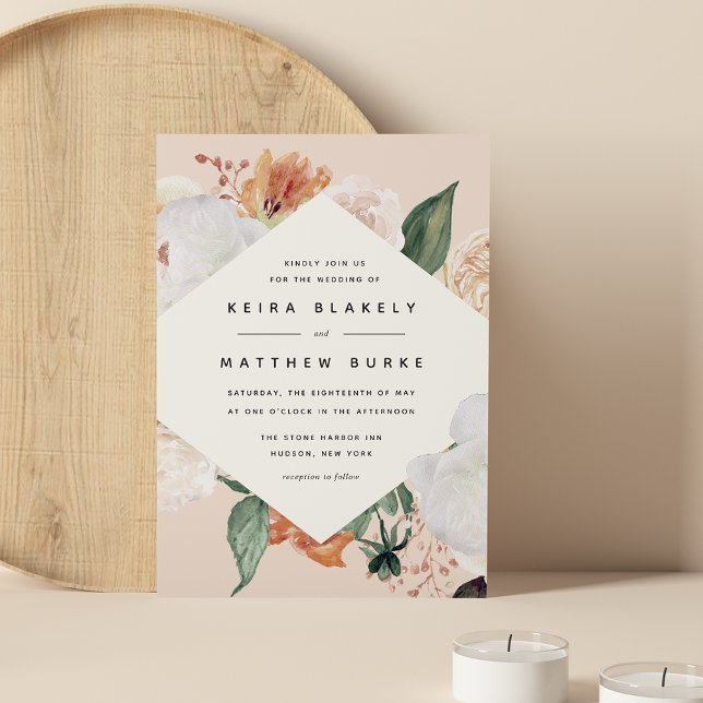 Invitación Boho Blooms | Boda floral geométrico moderno (Subido por el creador)