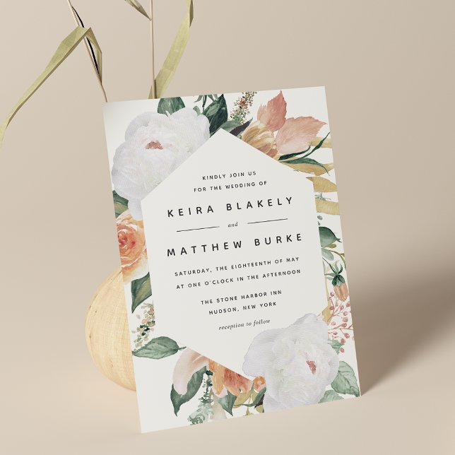 Invitación Boho Blooms | Boda floral geométrico moderno (Subido por el creador)