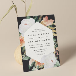 Invitación Boho Blooms | Boda floral geométrico moderno
