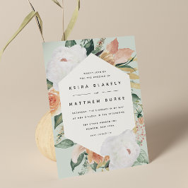 Invitación Boho Blooms | Boda floral geométrico moderno