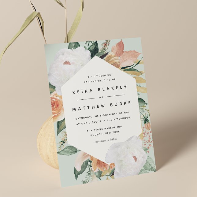 Invitación Boho Blooms | Boda floral geométrico moderno (Subido por el creador)