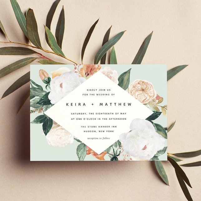 Invitación Boho Blooms | Boda floral geométrico moderno (Subido por el creador)