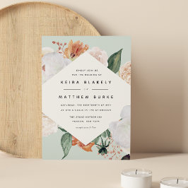 Invitación Boho Blooms | Boda floral geométrico moderno