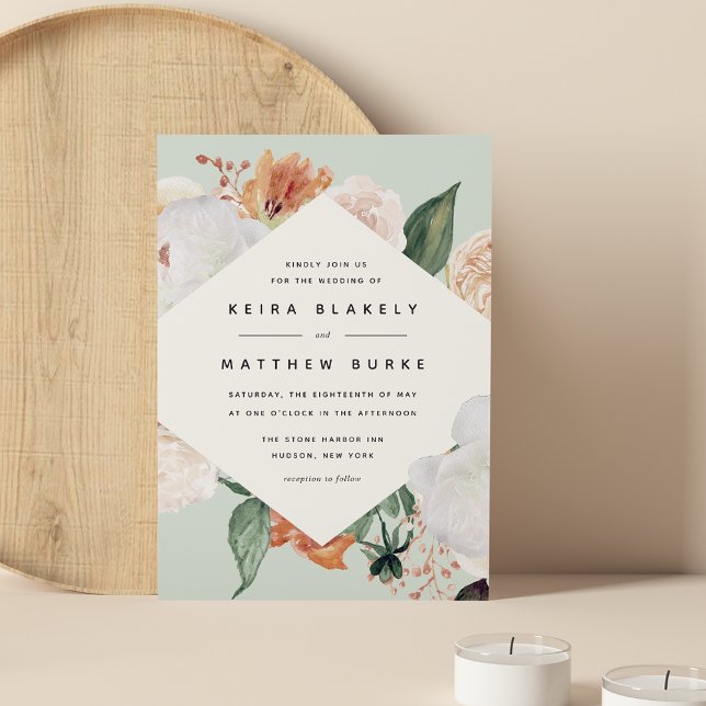 Invitación Boho Blooms | Boda floral geométrico moderno (Subido por el creador)