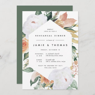 Invitación Boho Blooms   Cena moderna de ensayo floral