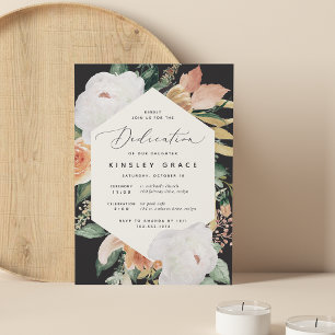 Invitación Boho Blooms   Dedicación floral moderna del bebé