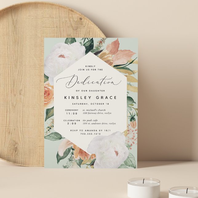 Invitación Boho Blooms | Dedicación floral moderna del bebé (Subido por el creador)