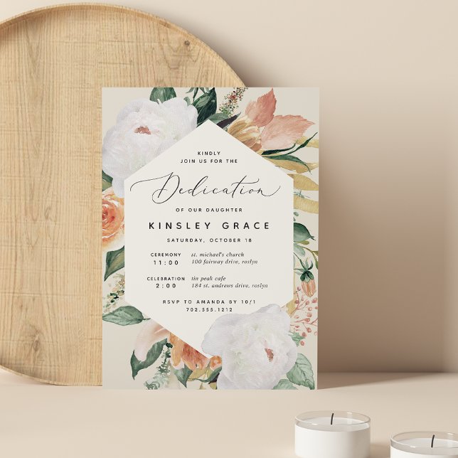 Invitación Boho Blooms | Dedicación floral moderna del bebé (Subido por el creador)