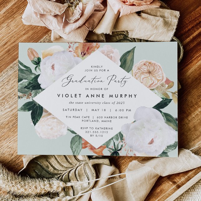 Invitación Boho Blooms | Elegante fiesta de graduación floral (Subido por el creador)