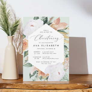 Invitación Boho Blooms   Moderna Christening Floral